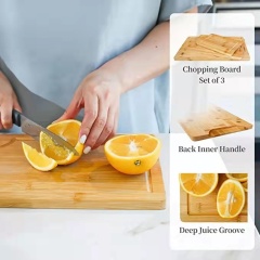 Bamboo cutting board set of 3 with spoons