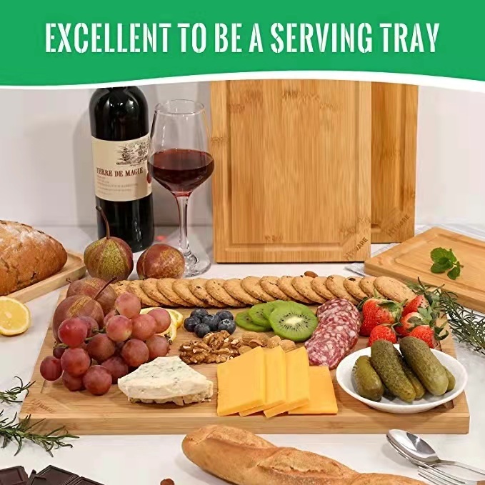 Heavy duty bamboo cutting boards with juice groove