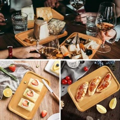 Bamboo Cheese Board 5 Piece Large Charcuterie Boards and Knife Set