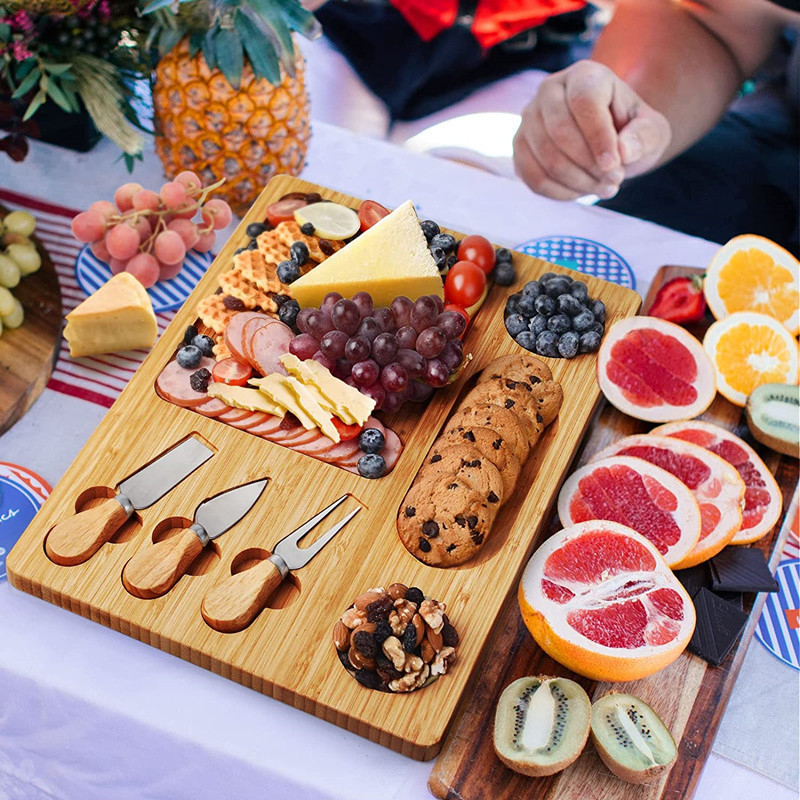 Square Unique Bamboo Charcuterie Board