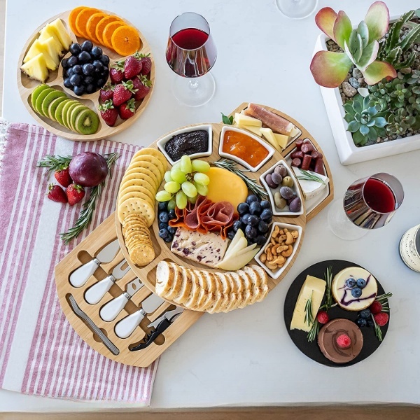 Large Charcuterie Board Gift Set Bamboo Cheese Board Set