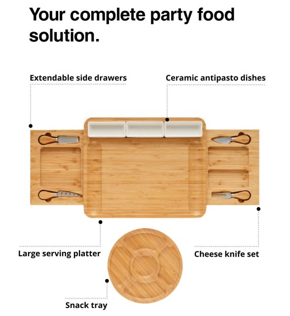 Large Charcuterie Board Set Bamboo Cheese Board Set
