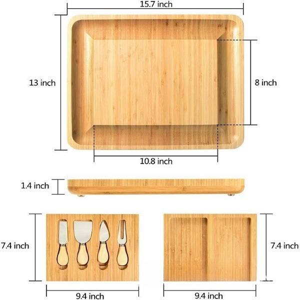 Large Bamboo Cheese Board Charcuterie Boards Gift Set
