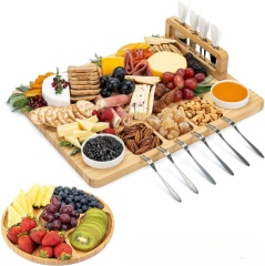 Charcuterie Boards Gift Set Large Bamboo Cheese Board Set