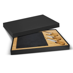 Premium Organic Bamboo Cheese Board with Large Slate Removable Slate Cheese Plate