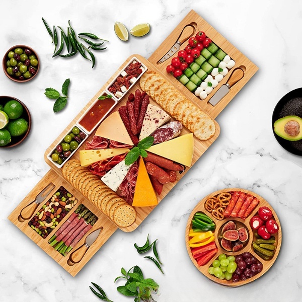 Large Charcuterie Board Set Bamboo Cheese Board Set