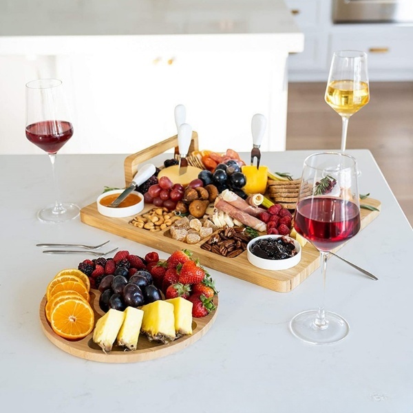 Charcuterie Boards Gift Set Large Bamboo Cheese Board Set