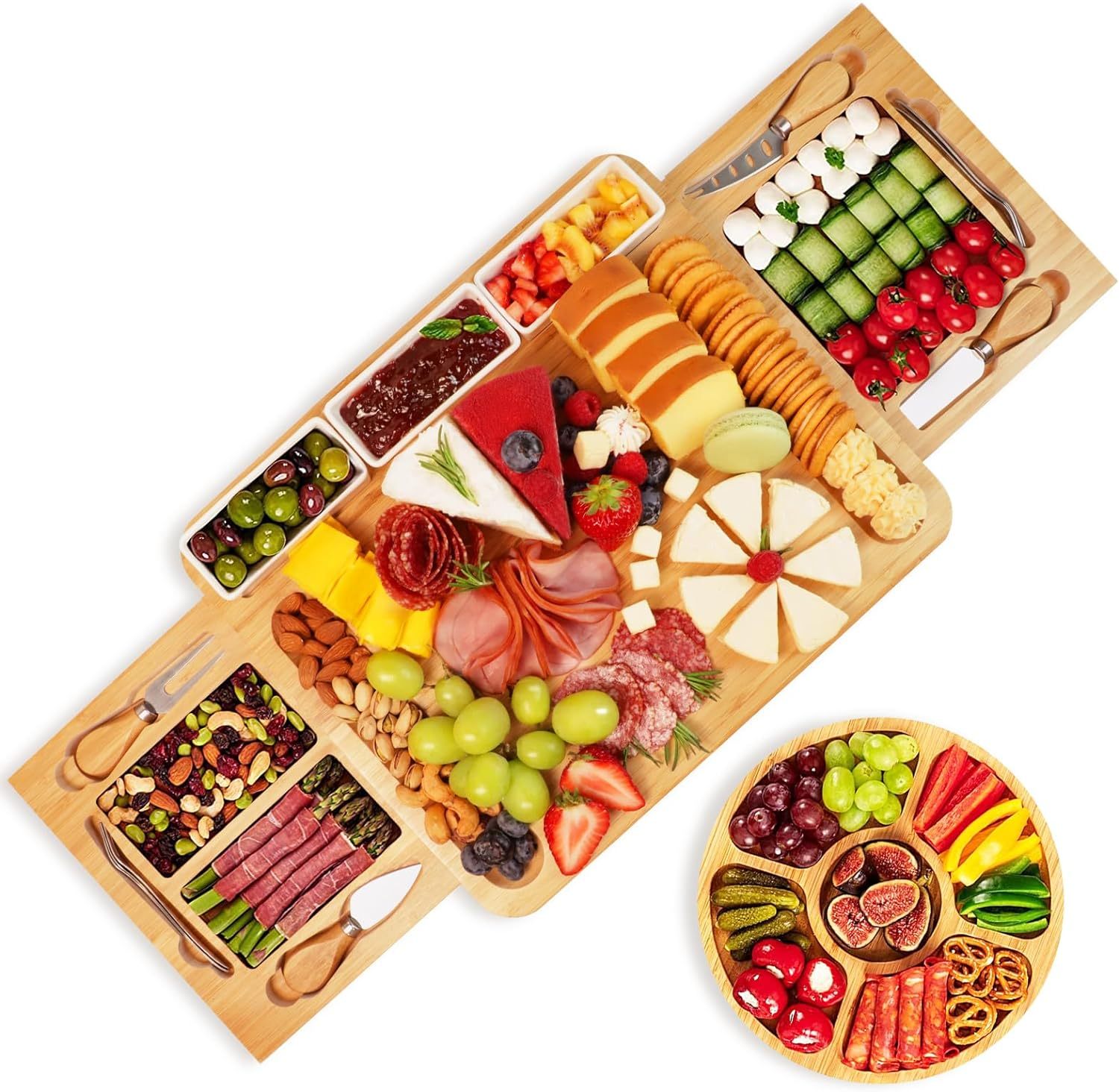 Charcuterie Board Set Cheese Board & Knife Set with Cheese Tray