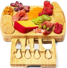 Organic Bamboo Cheese Cutting Board & Knife Gift Set