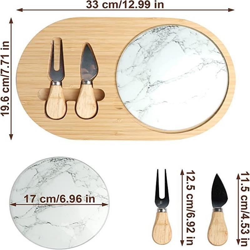 Bamboo Cheese Serving Board with White Marble