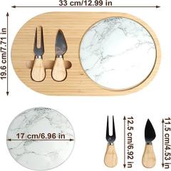 Bamboo Cheese Serving Board with White Marble