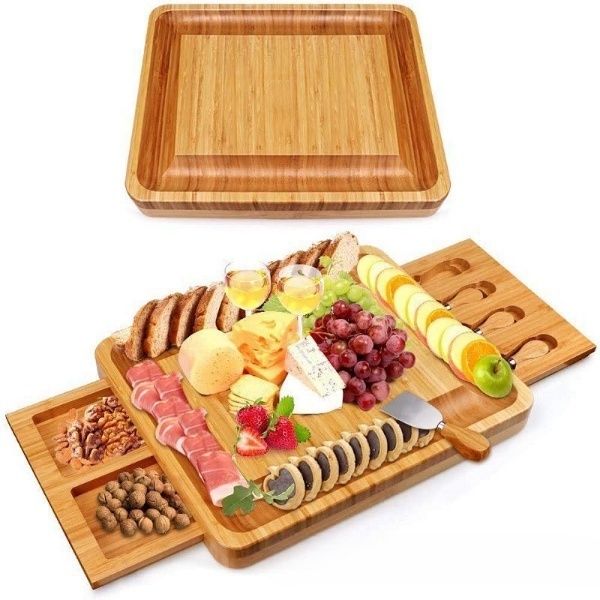 Large Bamboo Cheese Board Charcuterie Boards Gift Set