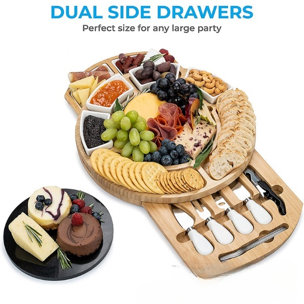 Large Charcuterie Board Gift Set Bamboo Cheese Board Set