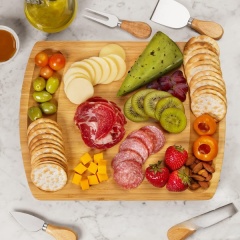 Organic Bamboo Cheese Cutting Board & Knife Gift Set