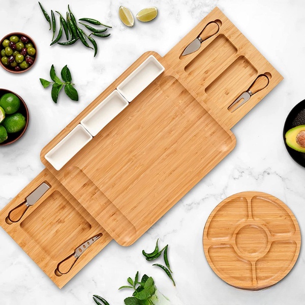 Large Charcuterie Board Set Bamboo Cheese Board Set
