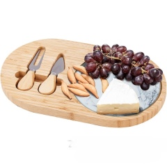 Bamboo Cheese Serving Board with White Marble