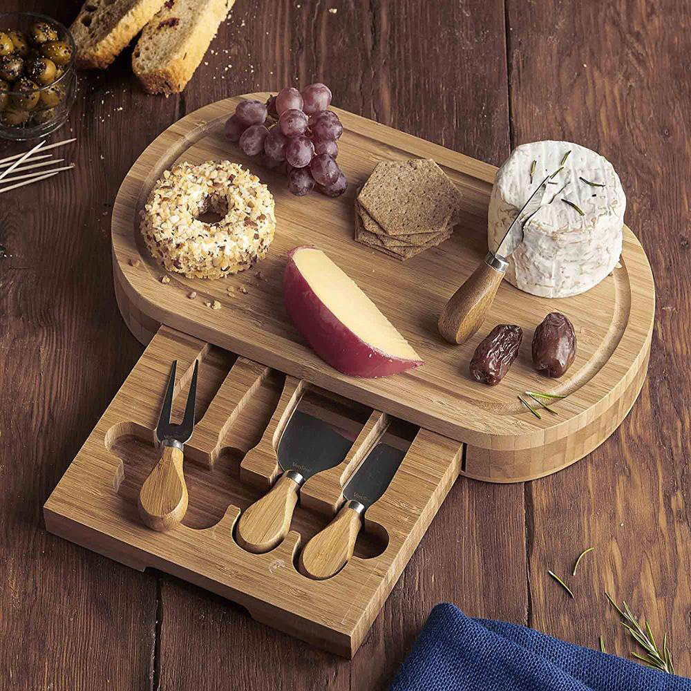 Small Bamboo Cheese Board Set Cheese and Platter Cutting Serving Plate Tray