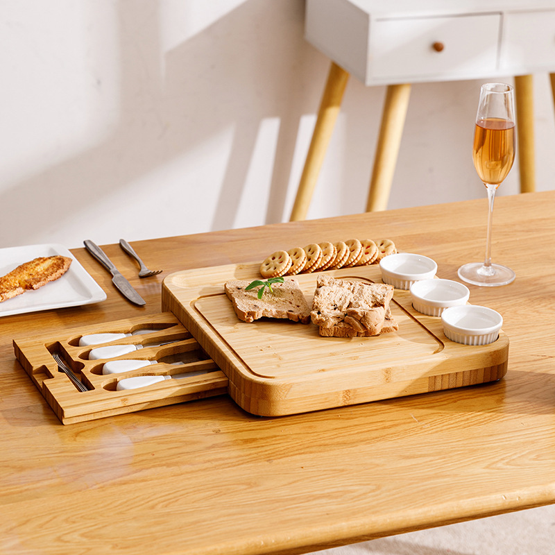 Kitchen Premium Bamboo Cheese Board Set