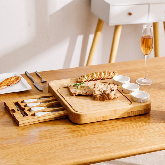Kitchen Premium Bamboo Cheese Board Set