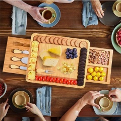 Large Bamboo Cheese Board Charcuterie Boards Gift Set