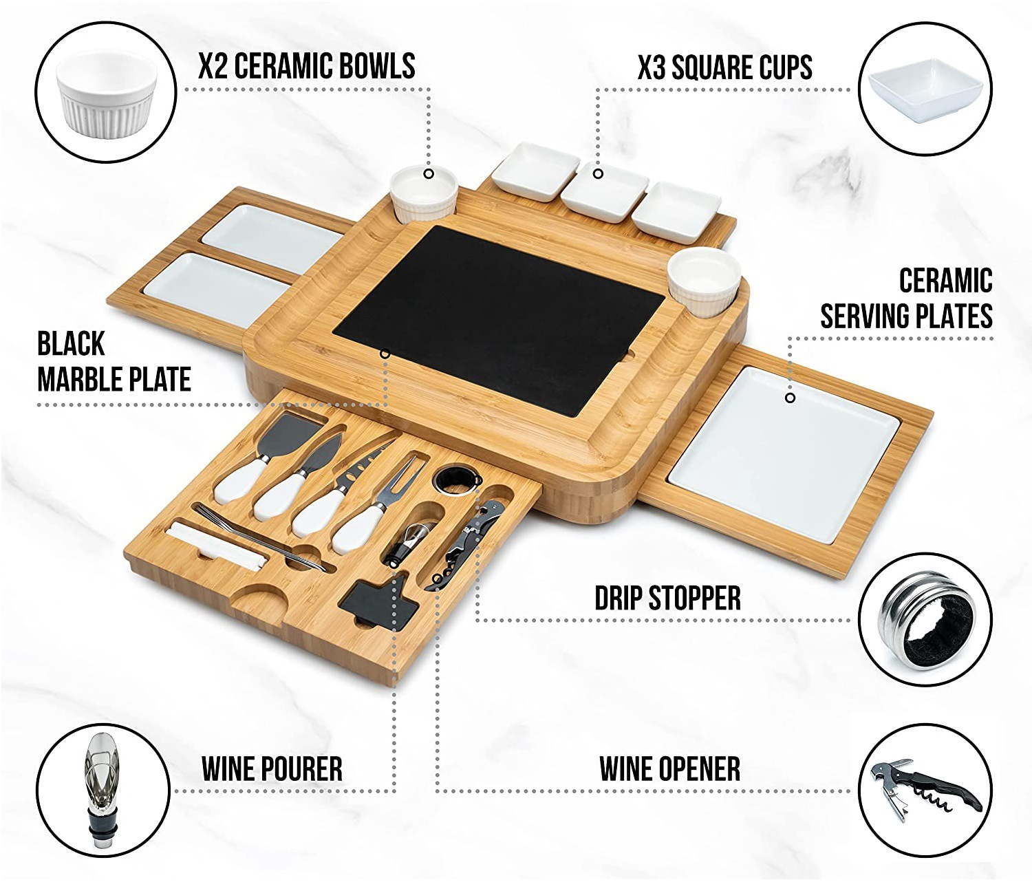 Large Charcuterie Board Set Bamboo Cheese Board Set