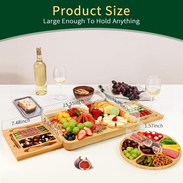 Charcuterie Board Set Cheese Board & Knife Set with Cheese Tray