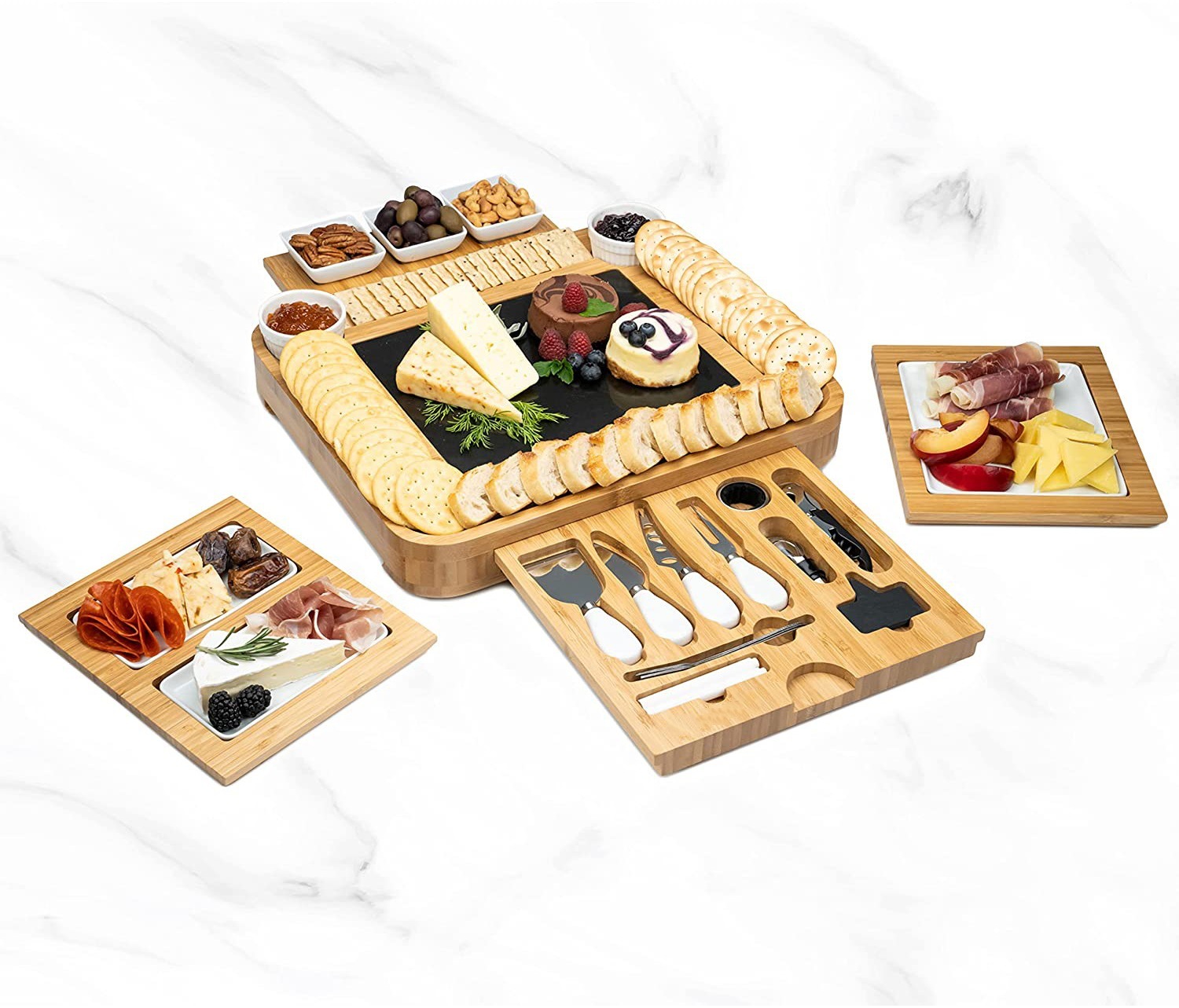 Large Charcuterie Board Set Bamboo Cheese Board Set
