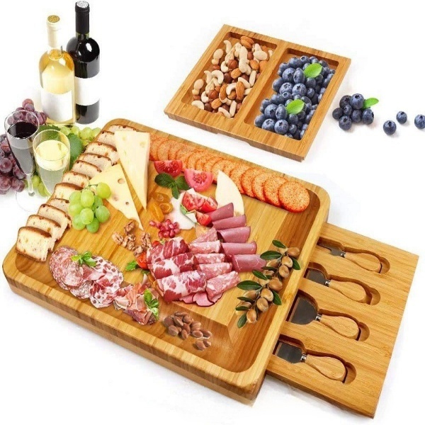 Large Bamboo Cheese Board Charcuterie Boards Gift Set