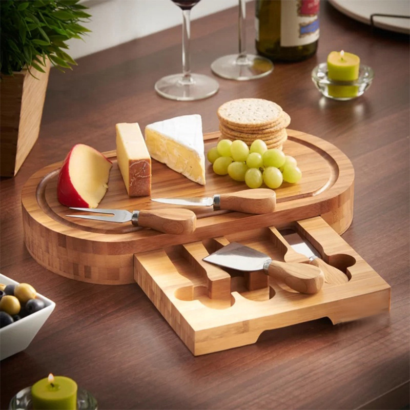 Small Bamboo Cheese Board Set Cheese and Platter Cutting Serving Plate Tray