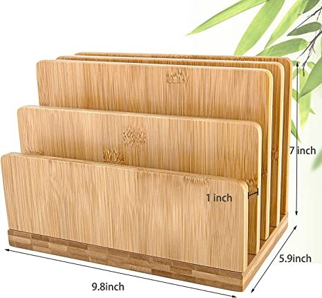 100% Bamboo Desk File Mail Organizer Countertop