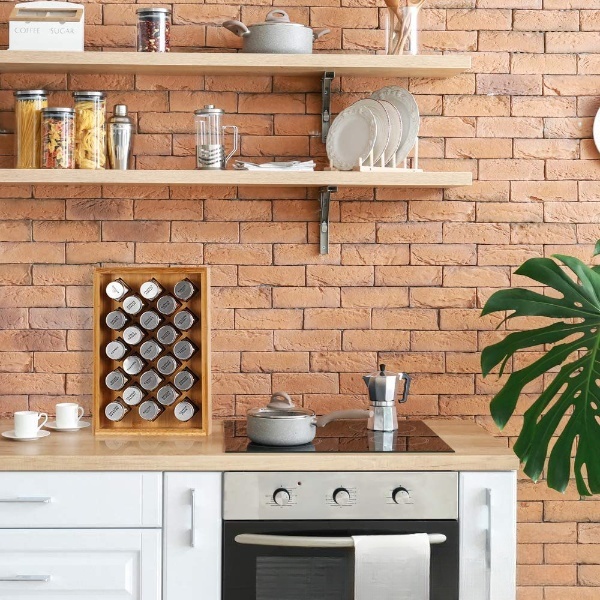 Bamboo Spice Rack Organizer With 23 Spice Jars