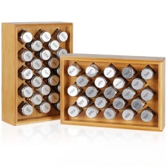 Bamboo Spice Rack Organizer With 23 Spice Jars