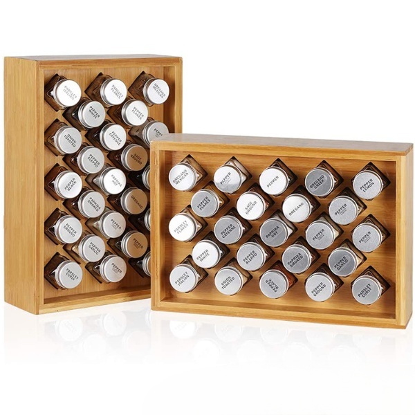 Bamboo Spice Rack Organizer With 23 Spice Jars