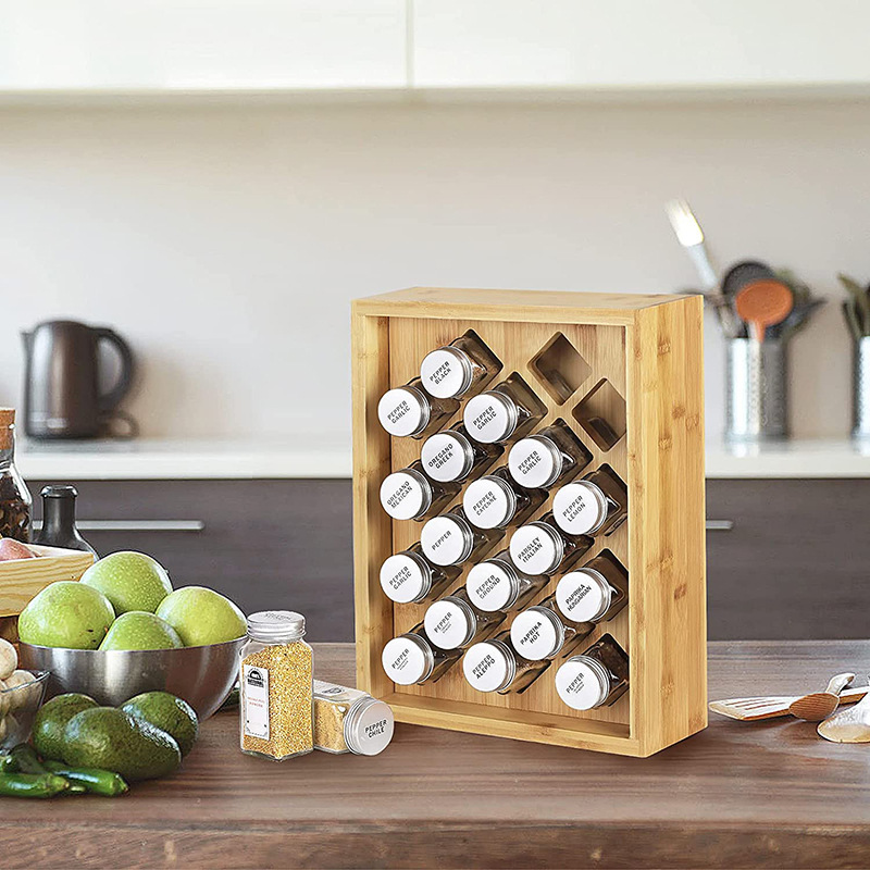 Bamboo Spice Rack Organizer With 23 Spice Jars