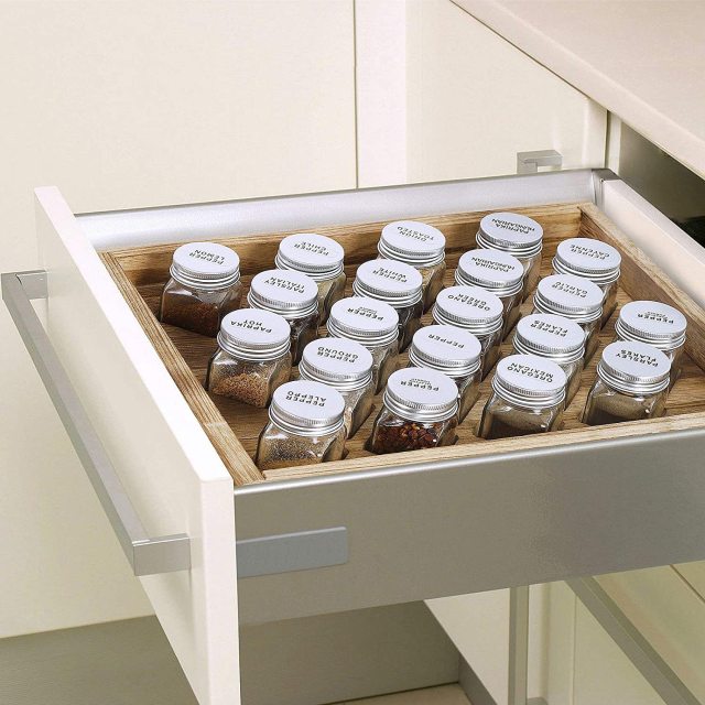 Bamboo Spice Rack Organizer With 23 Spice Jars