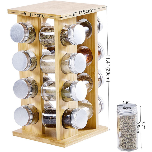 Rotating Square Bamboo Countertop Spice Rack