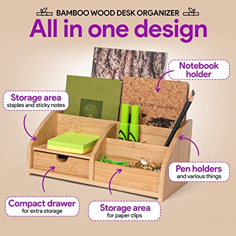 Medium Bamboo Caddy Desk Organizer