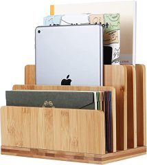 100% Bamboo Desk File Mail Organizer Countertop