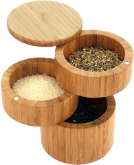 3 Tier Bamboo Kitchen Salt and Pepper Storage Box