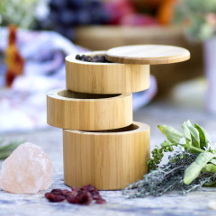 3 Tier Bamboo Kitchen Salt and Pepper Storage Box