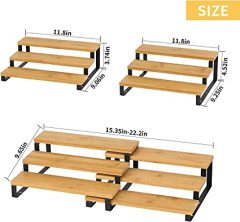 2 Packs Bamboo Spice Rack Organizer for Cabinet