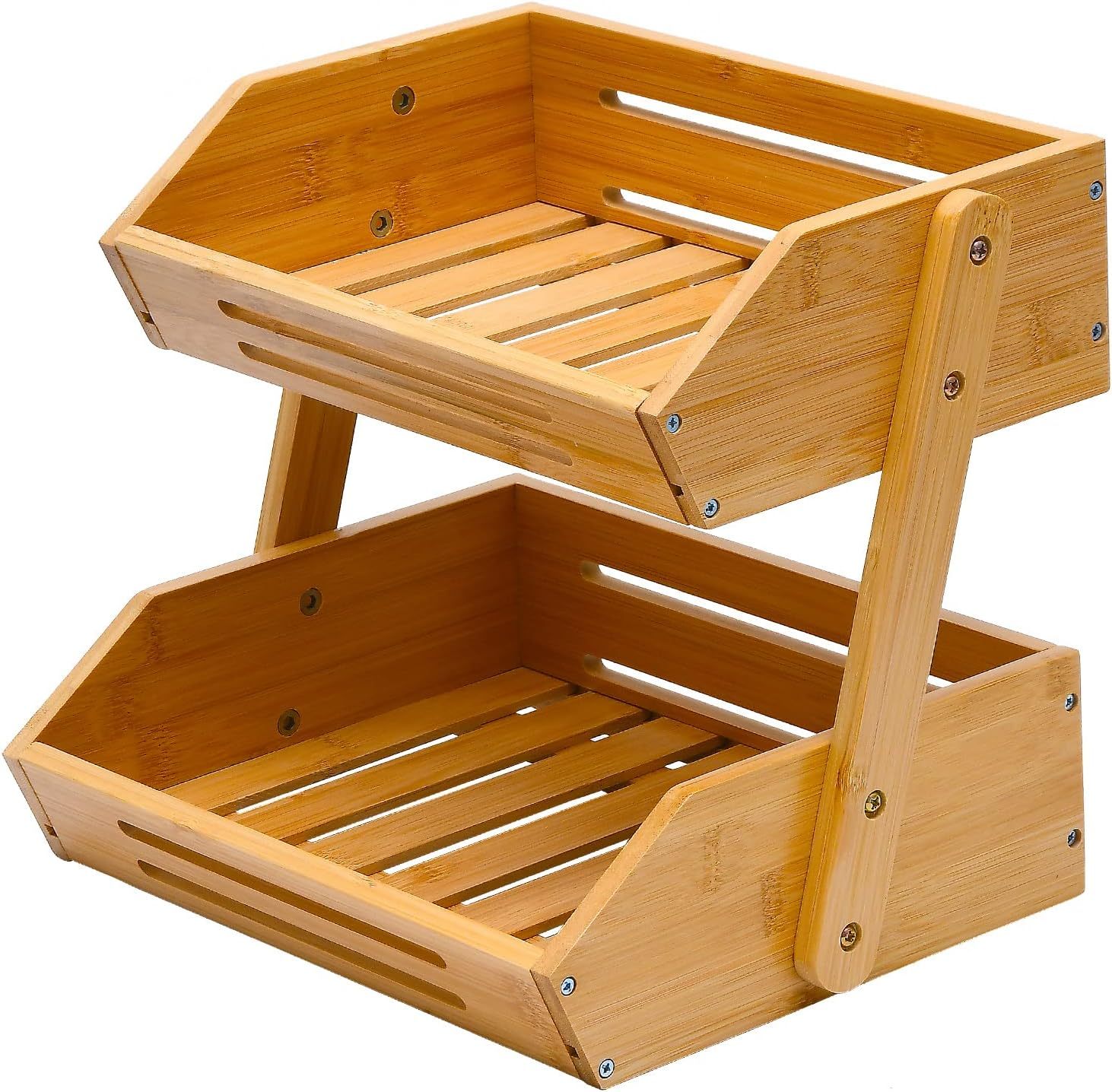 2 Tier Bamboo Fruit Basket for Kitchen