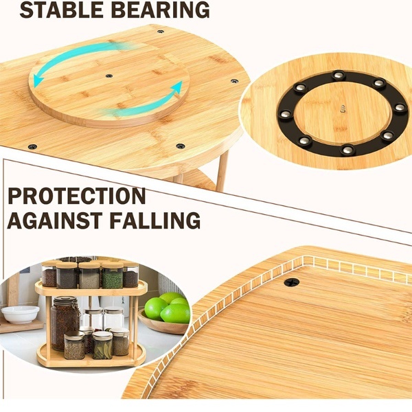 Rotating Countertop 2 Tier Tower Organizer for Kitchen Spices and Seasonings