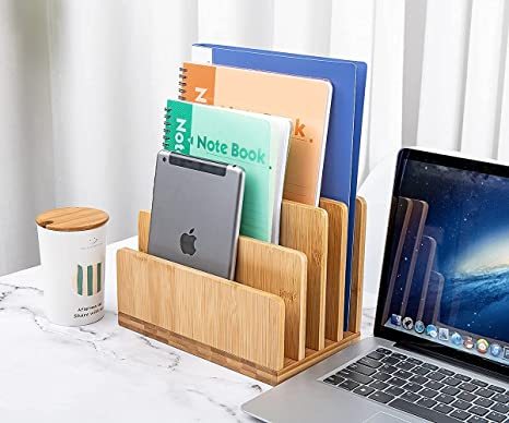 100% Bamboo Desk File Mail Organizer Countertop