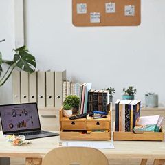 4-Tier Bamboo Desk Organizer with Drawers