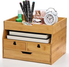 4-Tier Bamboo Desk Organizer with Drawers
