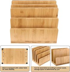 100% Bamboo Desk File Mail Organizer Countertop