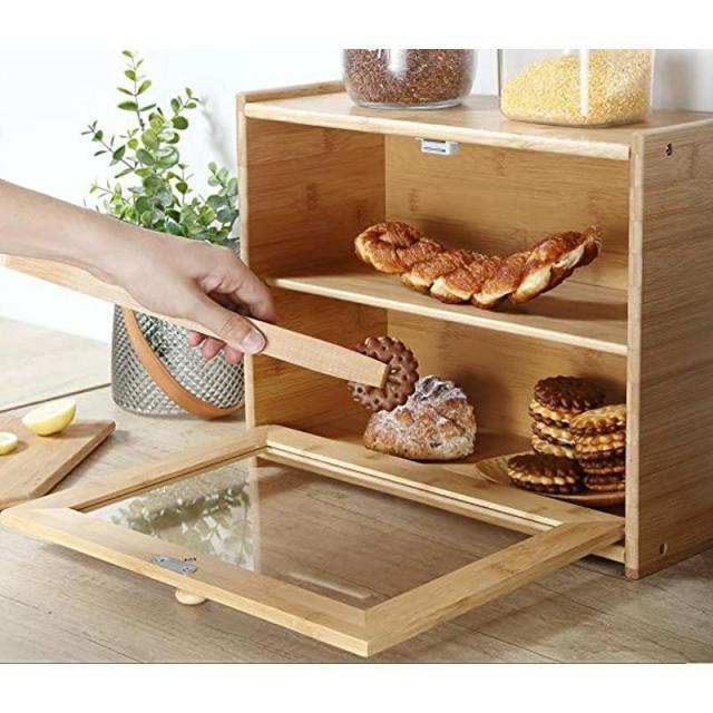 Bamboo Bread Container with Double Layer