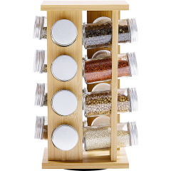 Rotating Square Bamboo Countertop Spice Rack