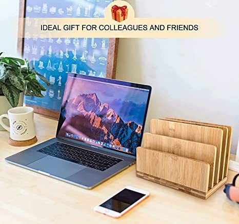 100% Bamboo Desk File Mail Organizer Countertop